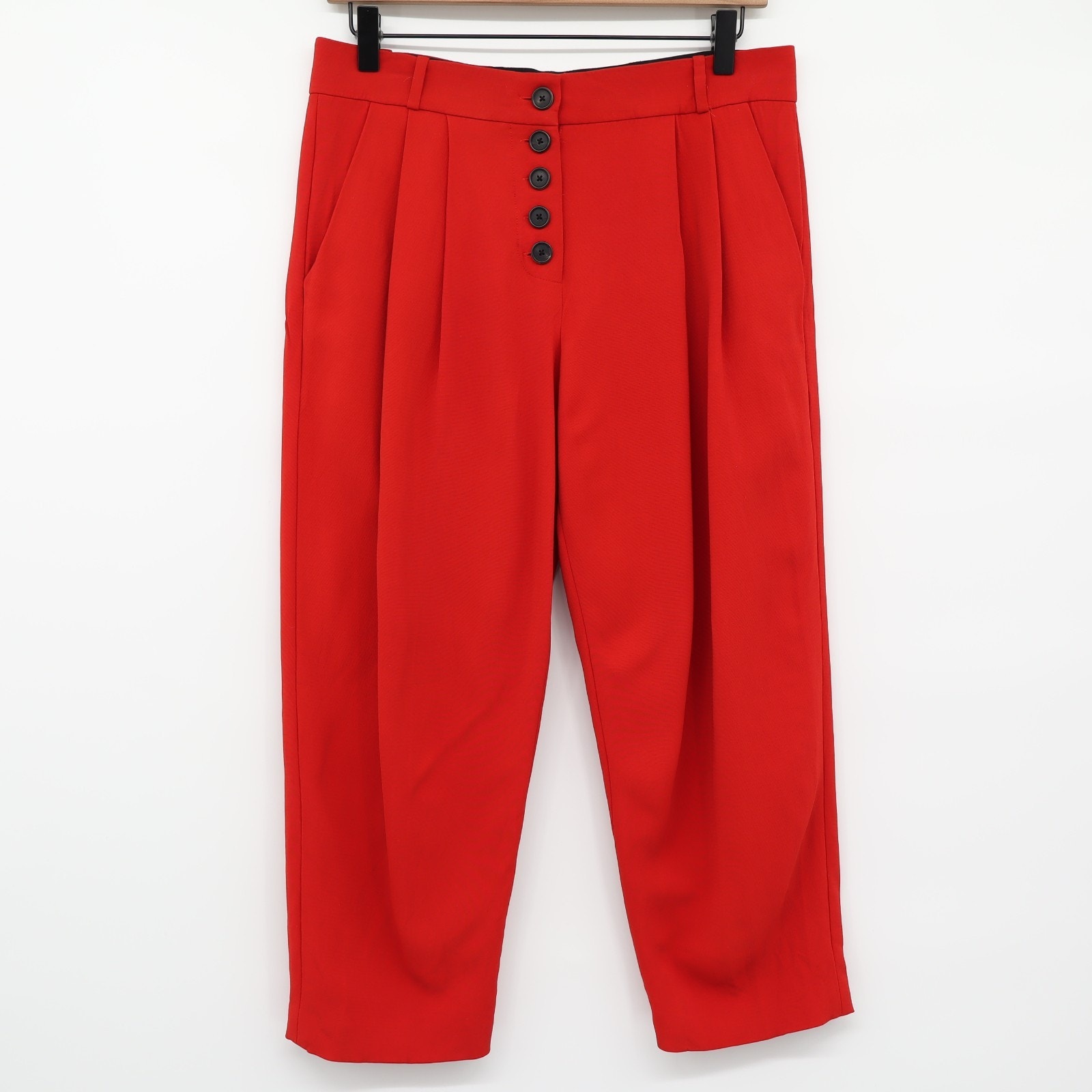 A.L.C Women's Russel 4 Button Cropped Crepe Pants Cherry Red Sz 4